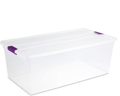 Sterilite 8-Pack 110 Quart Clearview Latch Box, Stackable Organizer Bins with Latching Lids - Clear Plastic Organization Containers for Closet, Bedroom, Shelving Units and Everyday Home Storage