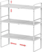 Jojocross Expandable Stackable Spice Rack Cabinet Shelf Organizer in Cabinets Shelves Kitchen Cupboard Organization Stack up Racks Pantry Countertop Storage Medium/White 3 Packs