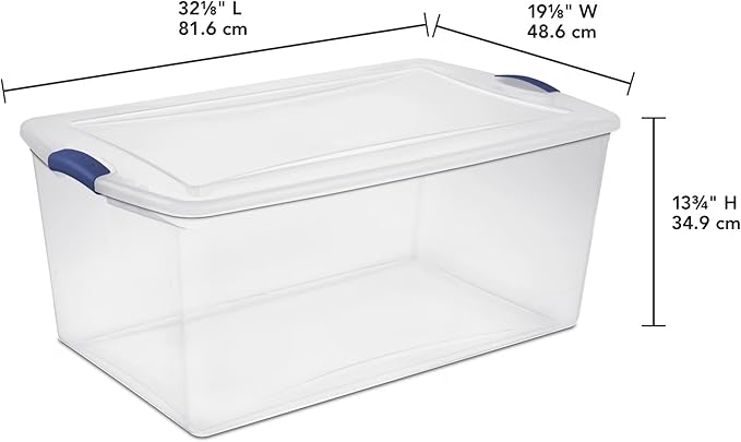 105 Quart Storage Bins with Lids, 2 Pack, Clear Plastic Containers, Stackable Tote Box Organizers for Home Garage Office Closet