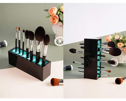 JAMEND CLXP Makeup Brushes Holder Organizer, Silicone Vanity Air Drying Rack Display Storage for Brush, Eyeliners and More, Practical Cosmetic Tools Container (Red-Black)