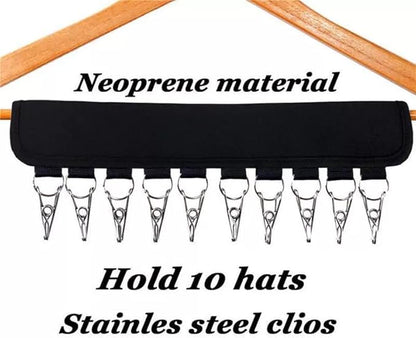 2 Pack Hat Organizer for Baseball Caps and Accessories, 10 Hat Storage Clips of Hat Hanger for Baseball Caps Display and Storage, Hat Rack Fit Hangers and Closet