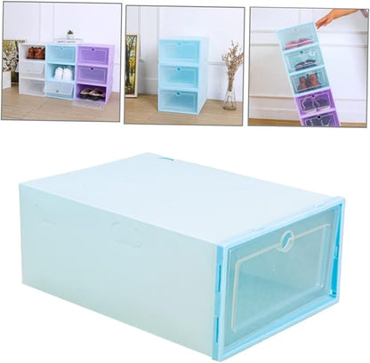 6pcs Stackable Cardboard Shoe Boxes Lids Storage for Organizing Shoes Plastic Containers