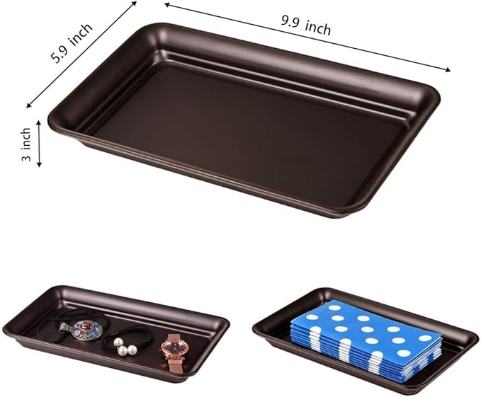 Vintage Farmhouse Decor Metal Vanity Tray(1 Pack),Countertop Guest Hand Towel Storage Organizer Tray Dispenser, Sturdy Holder for Perfume, Cosmetics, Jewelry, Makeup Bathroom Organizer (Bronze)