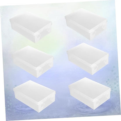 Healeved 6pcs Large Shoe Storage Boxes 33x20x12cm with Flip-top Lids White Plastic Shoe Organizer for Home Dustproof Closet Storage
