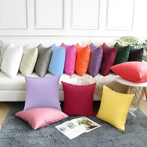 Thmyo 4-Pack 100% Cotton Comfortable Solid Decorative Throw Pillow Case, Square Cushion Cover Pillowcase Sublimation Blank Pillow Covers DIY Throw Pillowcase for Sofa(16x16 inch/ 40x40cm,Purple) - Image 4