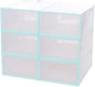 6pcs Stackable Shoes Storage Boxes with Thickened Plastic Shoe Container for Men Blue Frame White Lid Closet Organizer and Boot Storage