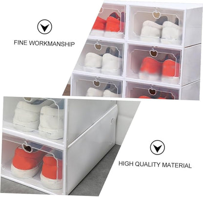 Large Plastic Shoe Storage Box Set, 6pcs Thickened Drawer-style Shoe Organizer with Flip Lid for Closet and Home Storage