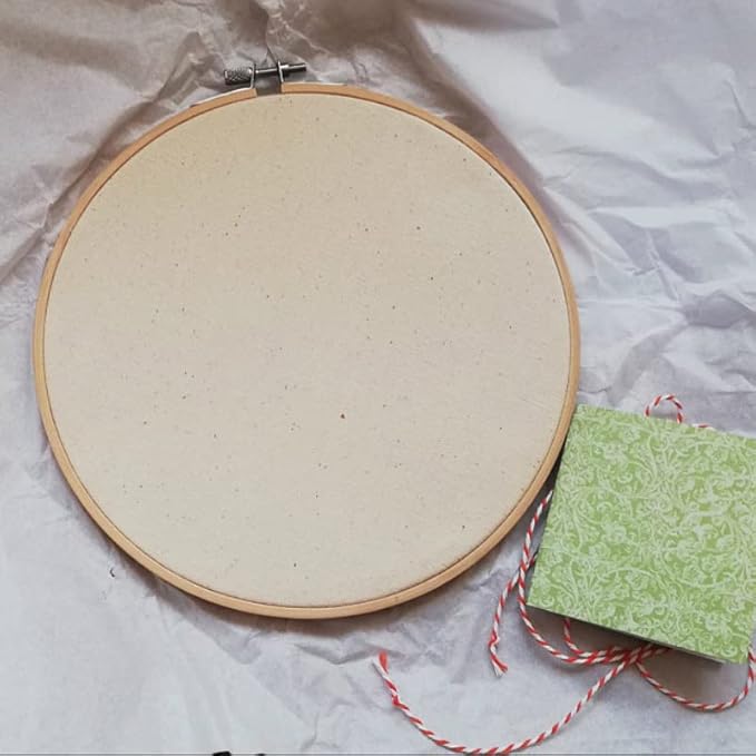 Round Badge Brooch Display Wall Hanging Pin Display Glitter Board Jewelry Storage Pin Collection Banner with Bamboo Hoop for Enamel Pins Buttons and Labels (Natural-Canvas)