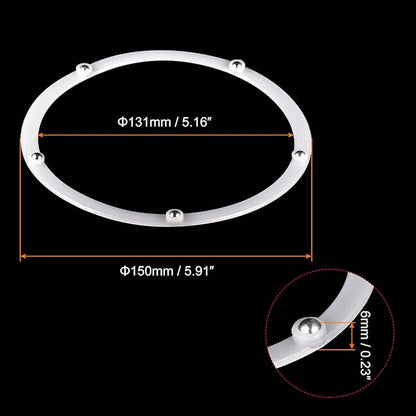 MECCANIXITY 6inch Rotating Swivel Stand with Steel Ball Bearings Annular Lazy Susan Base Turntable for Kitchen Corner Cabinets, 150 x 131mm White Pack of 6