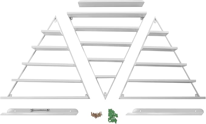 Metal Wall-Mounted Nail Polish Storage Racks, Nail Polish Storage Racks 6PCS Triangular Cosmetic Display Racks Metal Wall Mounted Nail Polish Rack for Spa Nail Salon Shop Home (White)