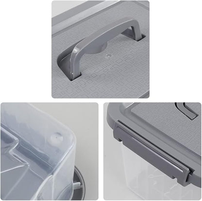 Pekky 5.5 Quart Plastic Latching Storage Bin with Handle, 6 Packs Small Stackable Container Box