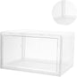 ABOOFAN Shoe Storage Box with Dustproof Design, Buckle-connected Modular Shoe Organizer, Sturdy Stackable Plastic Container for Home Closet Use