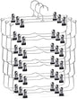 Space Saving 5 Tier Metal Skirt Hanger with Clips (3pk) Hang 6-on-1, Gain 70% More Space,360 Swivel Hook,Adjustable Clips Pants Hanger,Hang Slack,Trouser,Towels