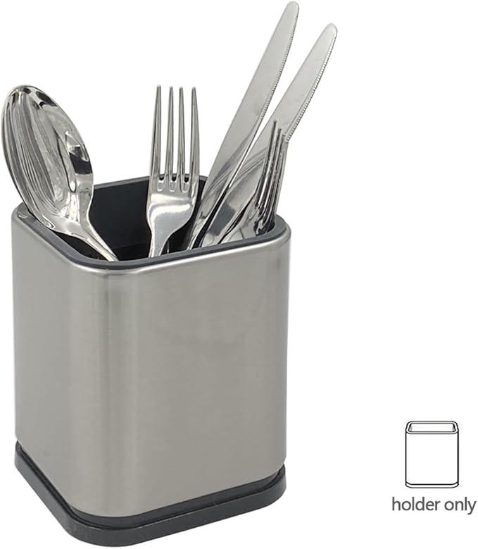 Flatware Holder Stainless Steel Small Utensil Crock - 4.6 Tall