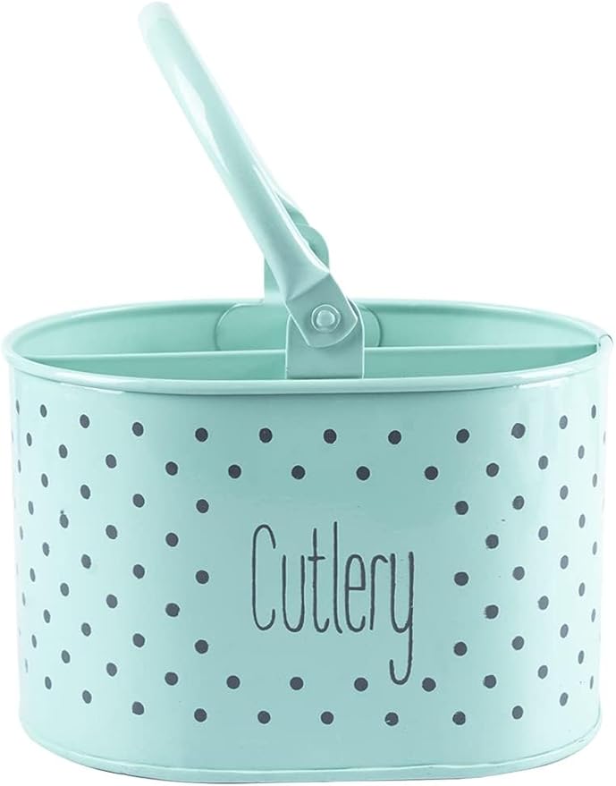 Metal Self Draining Tableware Storage Box - Spoon, Knife, Fork, Chopstick, Cutlery Holder Kitchen Organizer Stand Dining Multifunctional Stand Drawer Organisers, (Green)