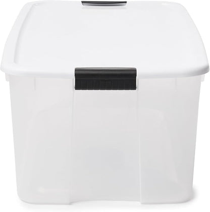 Sterilite 16-Pack Ultra Latching Box, Storage Bins with Lids, Clear Plastic, 116 Quart - Heavy-Duty Organizing Containers for Closet, Bathroom, and Office