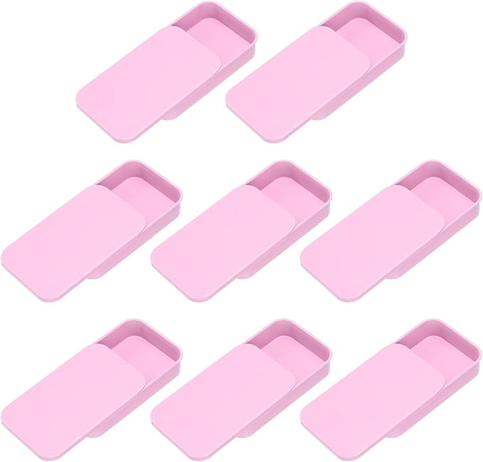 uxcell 8Pcs Slide Top Tin Containers, Mini Metal Empty Tins Box with Sliding Lids, 3.1"x2"x0.6" Rectangular Storage Organizers for Lip Balm, Solid Perfume, Small Items, Pink