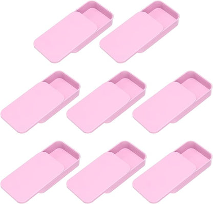 uxcell 8Pcs Slide Top Tin Containers, Mini Metal Empty Tins Box with Sliding Lids, 3.1"x2"x0.6" Rectangular Storage Organizers for Lip Balm, Solid Perfume, Small Items, Pink