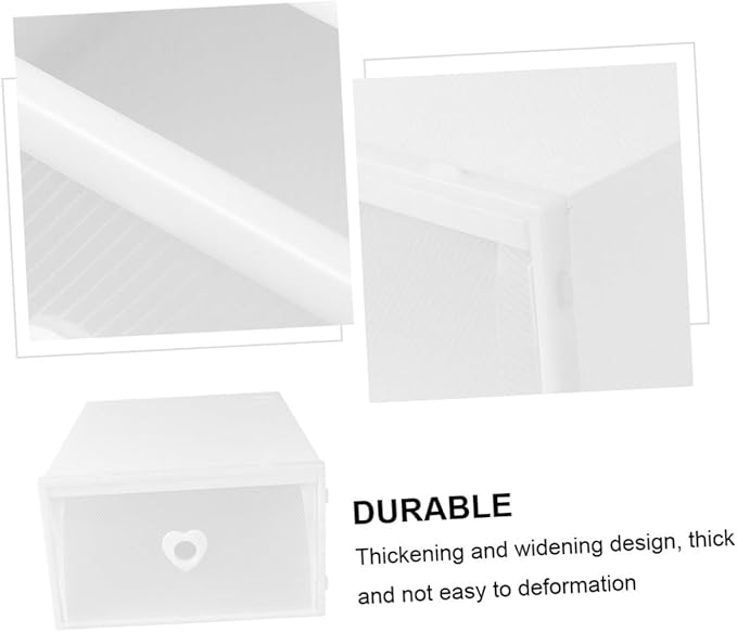 CHILDWEET 3pcs Thickened Pp Plastic Shoe Storage Boxes with Drawers, Dustproof and Moisture-resistant Organizer for High-heeled Shoes and Sneakers, 31×20×12cm, White, Stackable Closet