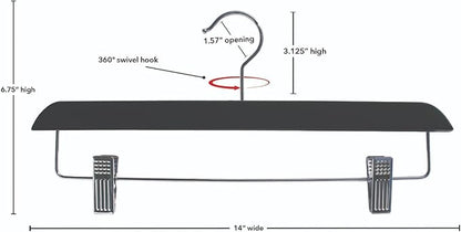 NAHANCO Contemporary Collection: Wooden Skirt/Pant Hanger, 14" Black (Pack of 100)