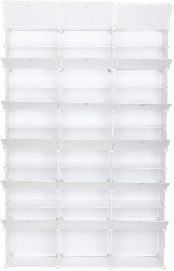 Portable Shoe Rack Organizer 12-Tier Shoe Cabinet 72-Pair shoe Storage Expandable Free Standing Stackable Space Shoe Rack for Closet Hallway Bedroom Entryway (White,72 Pairs)