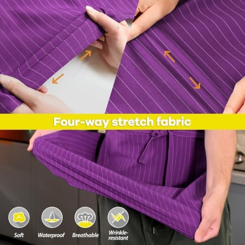 ROTANET Stripe Stretch Apron Chef Aprons for Men with 2 Pockets Waterproof - Image 4