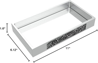 Creative Scents Silver Mosaic Bathroom Tray - Decorative Bathroom Vanity Tray - Perfume Tray for Dresser - Small Rectangle Mirror Tray for Perfume and Makeup - Bling Silver Bathroom Accessories