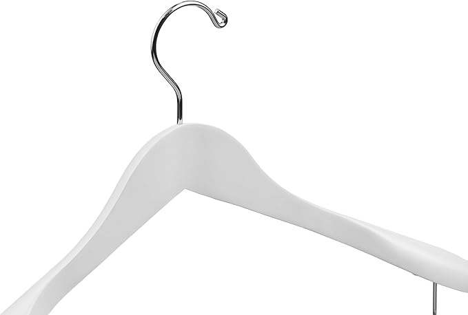 DEILSY™ White Suit Hangers for Men with Non-Slip Pants Bar & 360° Swivel Hook - Smooth Finish Wooden Coat Hangers, Heavy Duty Wooden Hanger – Pack of 6