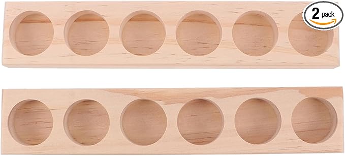EXCEART Essential Oil Display Stand 6 Slots Organizer Rack Wooden Shelf Compact Storage Holder for Essential Oil Bottles Perfume Nail Polish Desktop