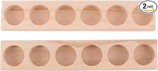 EXCEART Essential Oil Display Stand 6 Slots Organizer Rack Wooden Shelf Compact Storage Holder for Essential Oil Bottles Perfume Nail Polish Desktop