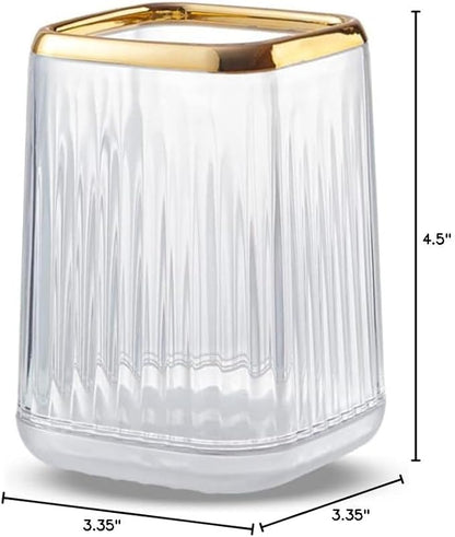 Makeup Brush Cup Holder Organizer for Vanity, Acrylic Clear Make Up Brushes Holders Container Storage with 3 Colors Available, Pen Pencil Holder Cosmetic Cup for Office Desktop Bathroom Countertop