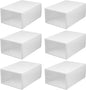ARTIBETTER 6pcs Plastic Shoe Storage Boxes with Flip Lid Drawer Design, White 33×23×14cm Stackable Organizers for Home Closet Shoe Storage