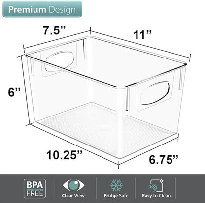 Sorbus 8 Pack Large Clear Plastic Storage Bins, Clear Organizer Bins with Handle for Kitchen, Pantry, Cabinet, Refrigerator, Craft, Toys, Clothes, Closet, Under Sink, Bathroom Organizers and Storage