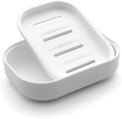 Plastic Soap Dish, Container, Keeps Soap Dry,Easy Cleaning,Drain,White