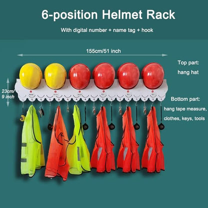 Wall Mounted Hard Hat Rack Hanger Hook Safety Helmet Holder Organizer, Construction Worker Hard Hat Fixer Placement helmet Hanging Fall Protection Rack, for Workshop Office resting Room Lounge