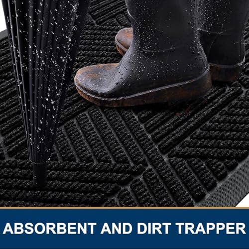 Smiry Front Door Mat Outside Entrance, Low Profile Rubber Doormat, 47x17 - Image 3