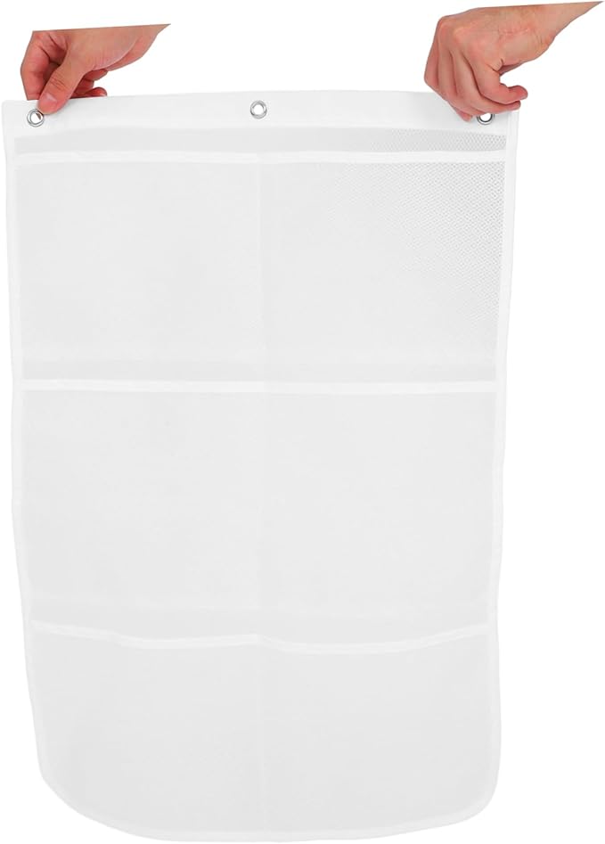 Alipis Travel Shower Organizer Mesh Pockets Over Door Hanging Storage Bag for Bathroom Closet and Pantry Seamless Hooks for Easy Installation Random Color