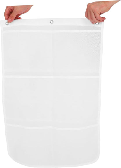 Alipis Travel Shower Organizer Mesh Pockets Over Door Hanging Storage Bag for Bathroom Closet and Pantry Seamless Hooks for Easy Installation Random Color