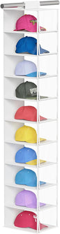 KEEGH Hat Rack with Dust Cover All-round Protect 10 Shelf Hat Storage Hat Organizer for Baseball Caps, Visible Baseball Cap Organizer Hat Holder for Closet, Clear/White