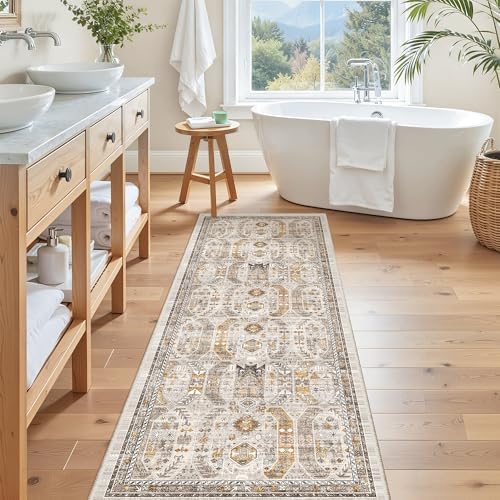 Madane Hallway Runner Rug 2x5 Washable Entry Rugs Non-Slip, Brown/Gold - Image 4
