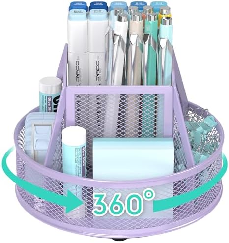 YINGHUA 360°Rotating Mesh Desk Organizer & Pen Holder - Purple by YINGHUA