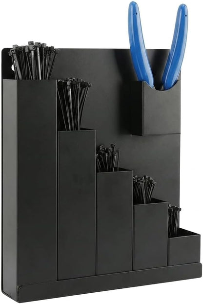 Cable Zip Tie Storage Holder, Wall-Mounted Zip Tie Organizer with Cutter Pliers & 250 Ties, Cable Tie Organizer for Workshop, Shed, Garage, Home