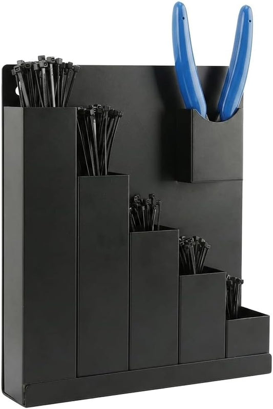 Cable Zip Tie Storage Holder, Wall-Mounted Zip Tie Organizer with Cutter Pliers & 250 Ties, Cable Tie Organizer for Workshop, Shed, Garage, Home