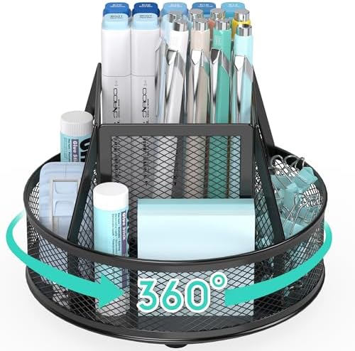 YINGHUA 360°Rotating Mesh Desk Organizer & Pen Holder - Black by YINGHUA
