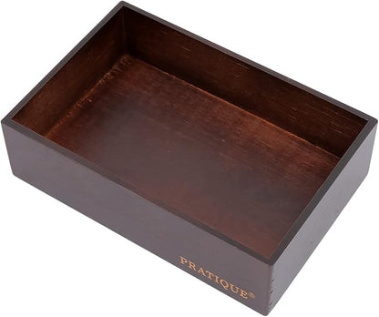 PRATIQUE Bamboo Drawer Organizer - Kitchen Utensil Organizer Silverware Tray Cutlery Holder，Office Desk Supplies and Accessories,8.9 * 5.9 * 2.6,Nut-brown