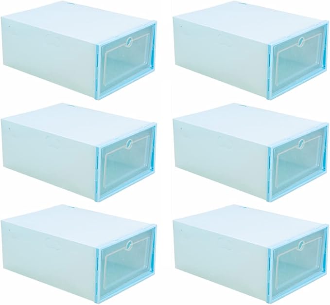 Gatuida Plastic Shoe Box Organizer 6-Piece Stackable Drawer-Type Storage Container for Shoes Dustproof and Easy Access for Closet Organization