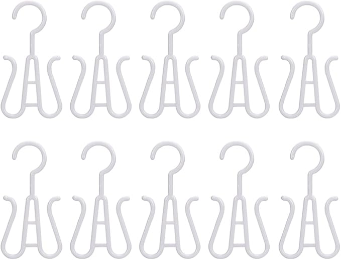 LIOOBO Double Hook Shoe Hanger for Closet Shoe Organizer and Slippers Drying Lightweight Plastic Storage Hook for Home Kitchen and Bicycle Use 10 Pieces