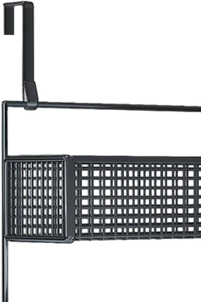 Over The Door Organizer Wall Mounted Shelf Fashion Pantry Organization Easy Install Door Back Metal Wire Basket for Bedroom, S Black