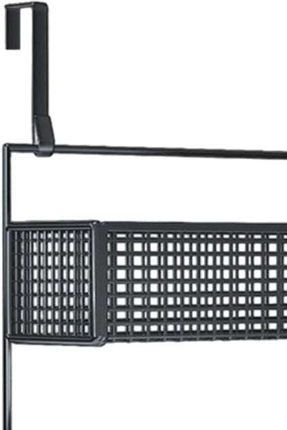 Over The Door Organizer Wall Mounted Shelf Fashion Pantry Organization Easy Install Door Back Metal Wire Basket for Bedroom, S Black