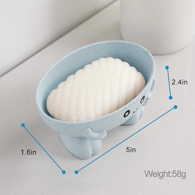 Soap Holder, Cute Soap Dish, Creative Lovely Bar Soap Tray Counter for Shower Bathroom Kitchen Countertop - Blue